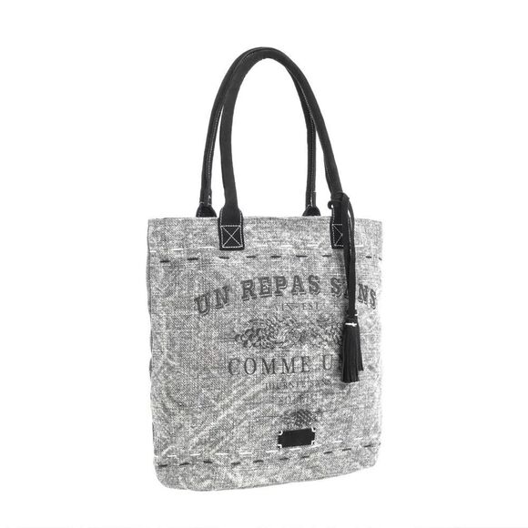 Myra Bag Handmade Cloudstar Tote Bag Upcycled Canvas & Cowhide Leather